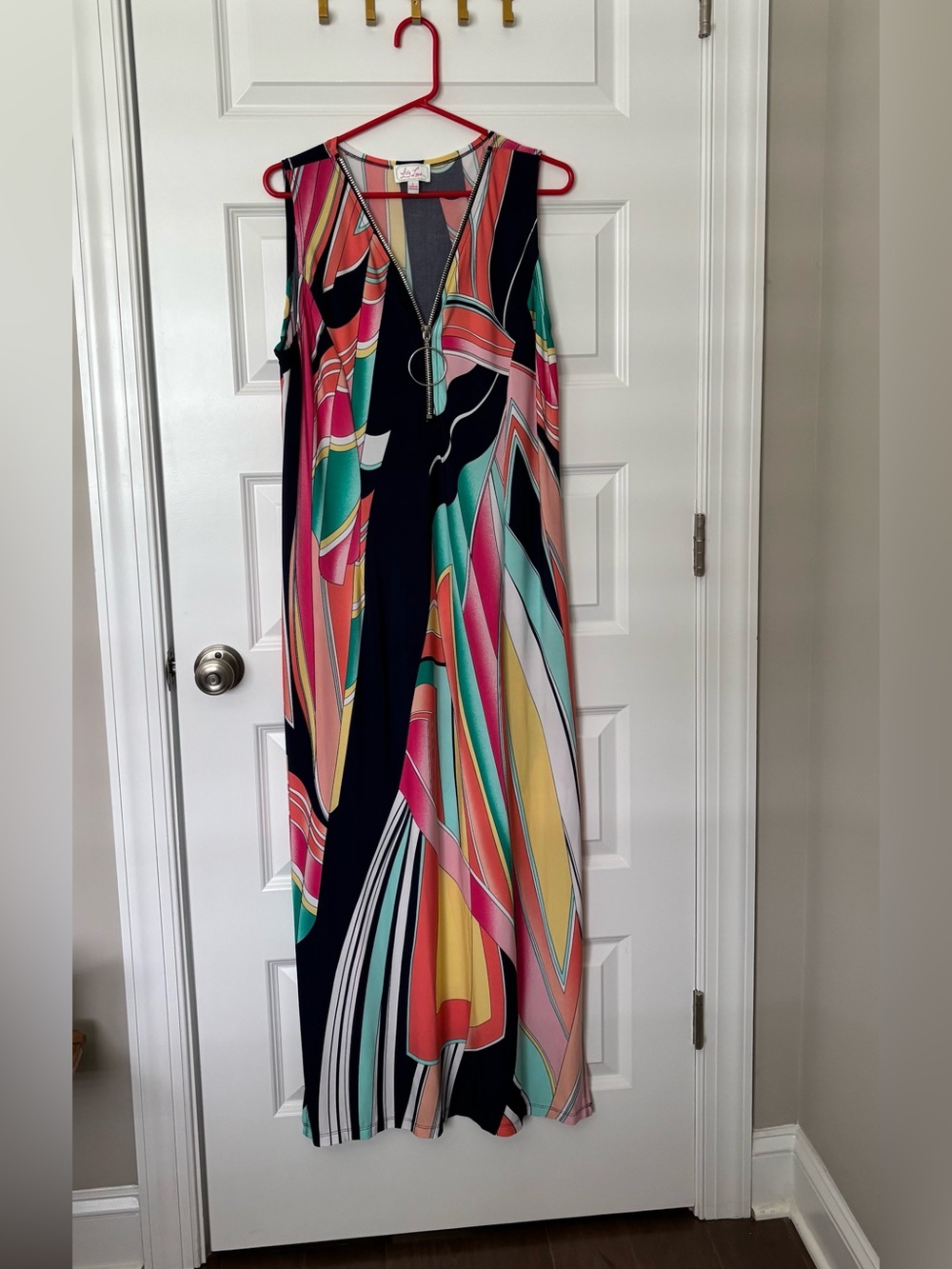 Sleeveless V-Neck Multicolor Maxi Dress by Trina Turk